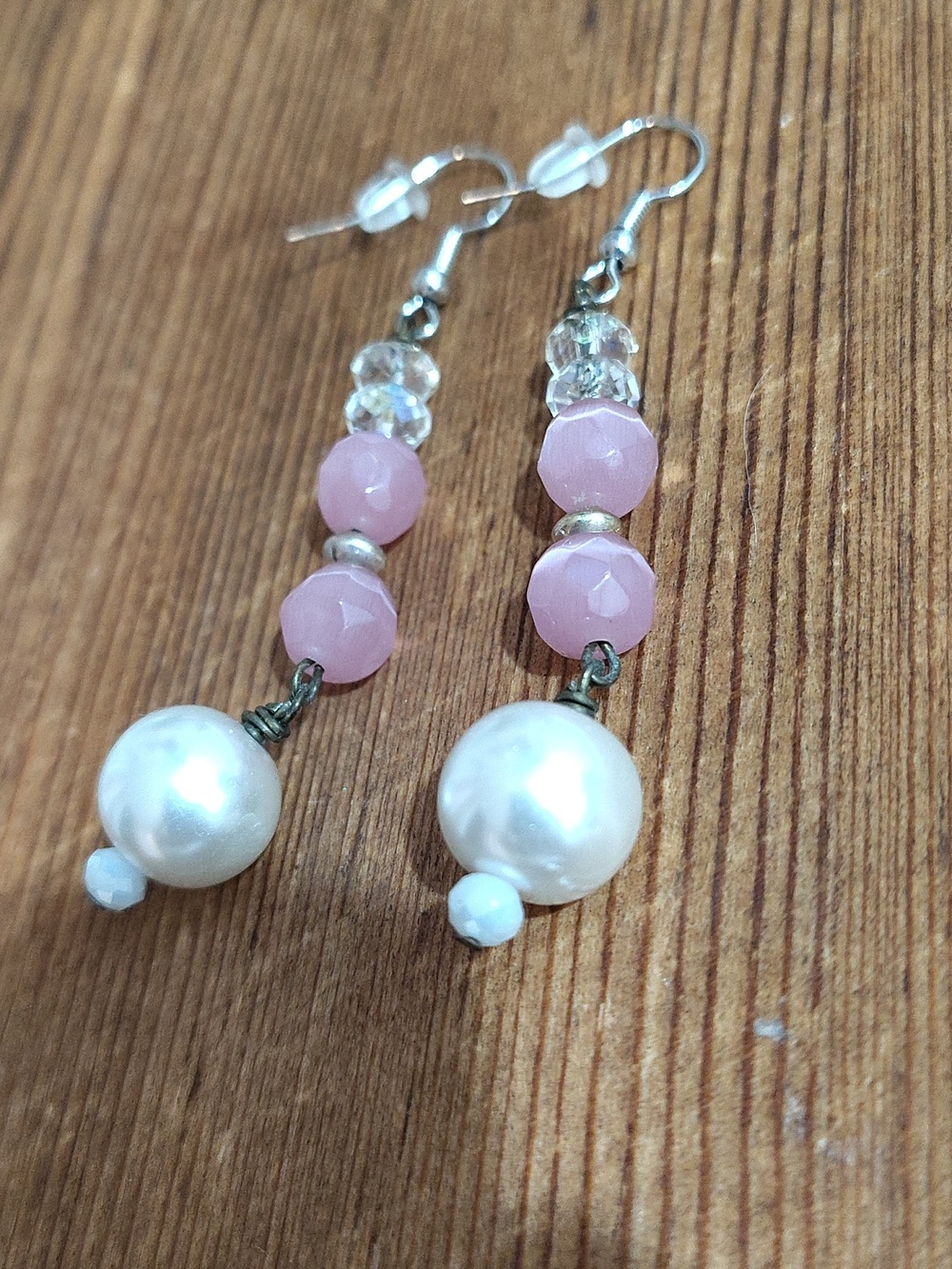 *5 For $20* Pink and Pearl Ladies Dangle Earrings, Handmade Ladies Earrings - Picture 7 of 7